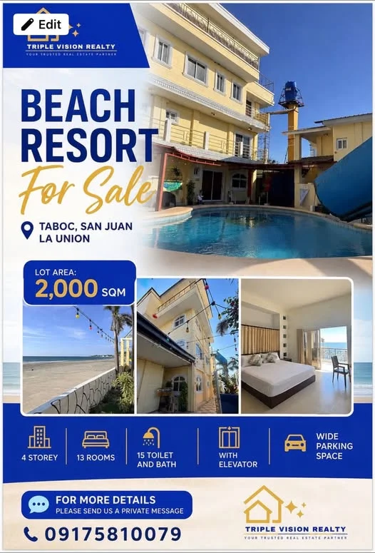 𝗕𝗘𝗔𝗖𝗛 𝗥𝗘𝗦𝗢𝗥𝗧 𝗙𝗢𝗥 𝗦𝗔𝗟𝗘 | 𝗦𝗔𝗡 𝗝𝗨𝗔𝗡, 𝗟𝗔 𝗨𝗡𝗜𝗢𝗡 in Taboc, San Juan, La Union